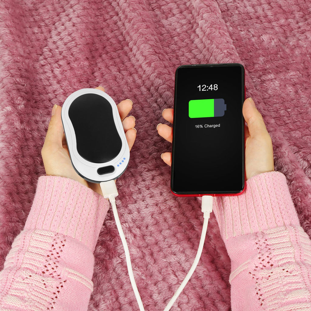 Zevuno Portable Hand Warmer Power Bank Rechargeable Pocket Warmer Double-Sided Heating With Flashlight 3 Temperature Adjustment