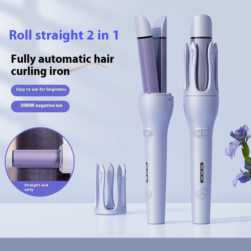 Zevuno New 2 In 1 Automatic Hair Curler Straightener Negative Ion Electric Ceramic Fast Heating Rotating Magic Curler