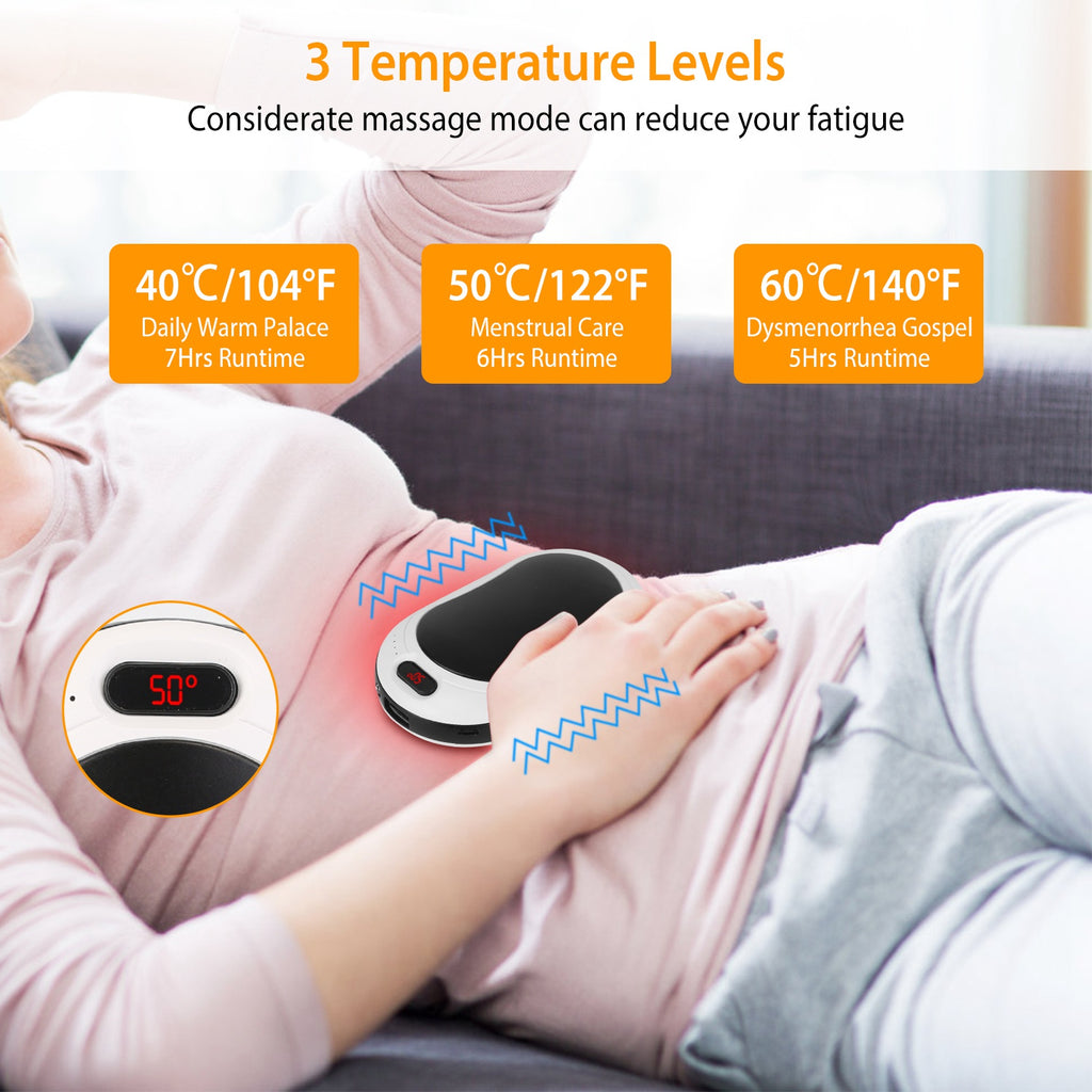 Zevuno Portable Hand Warmer Power Bank Rechargeable Pocket Warmer Double-Sided Heating With Flashlight 3 Temperature Adjustment