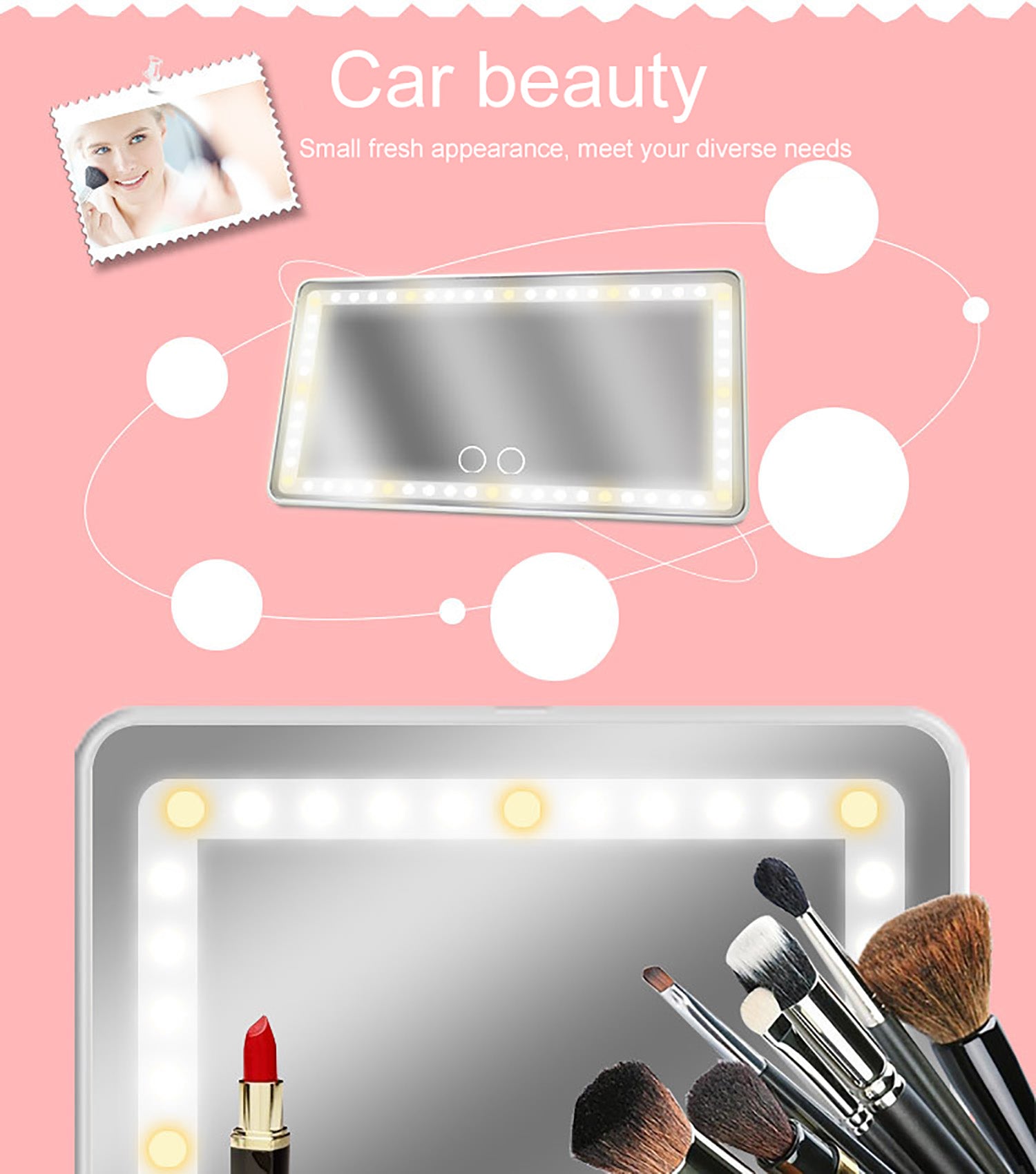 Zevuno LED Makeup Mirror Touch  Makeup Mirror Universal Car Sun Visor Mirror