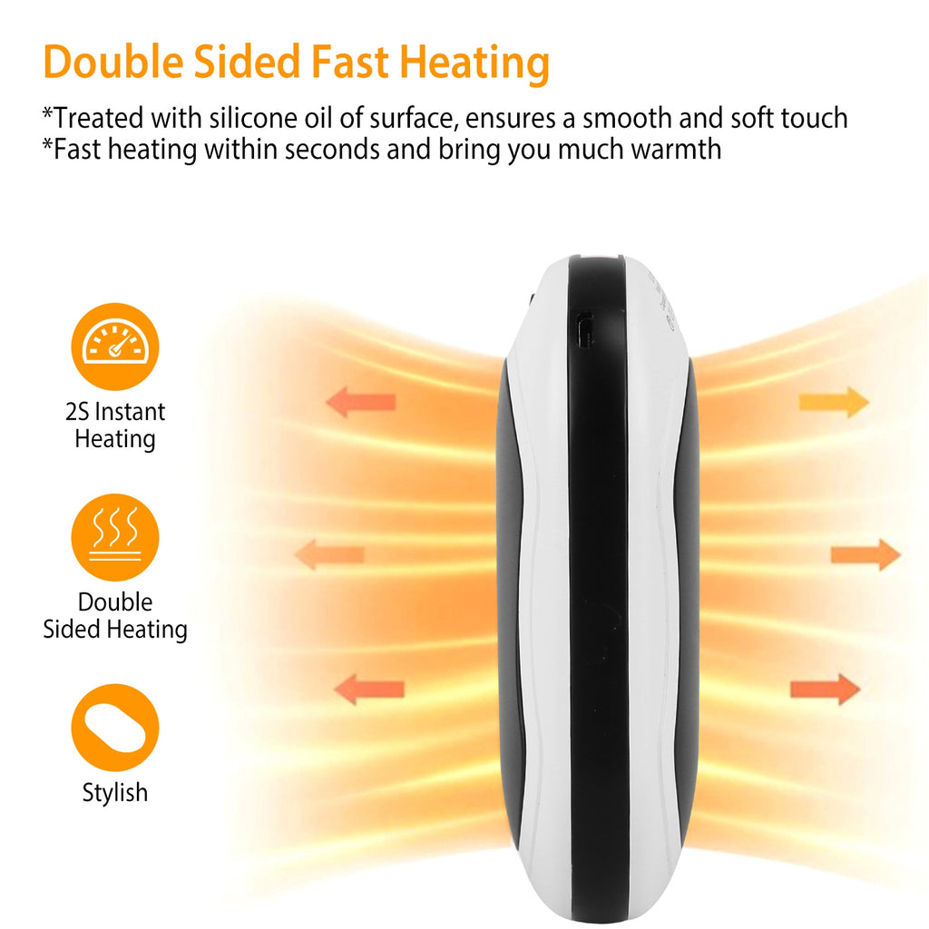 Zevuno Portable Hand Warmer Power Bank Rechargeable Pocket Warmer Double-Sided Heating With Flashlight 3 Temperature Adjustment